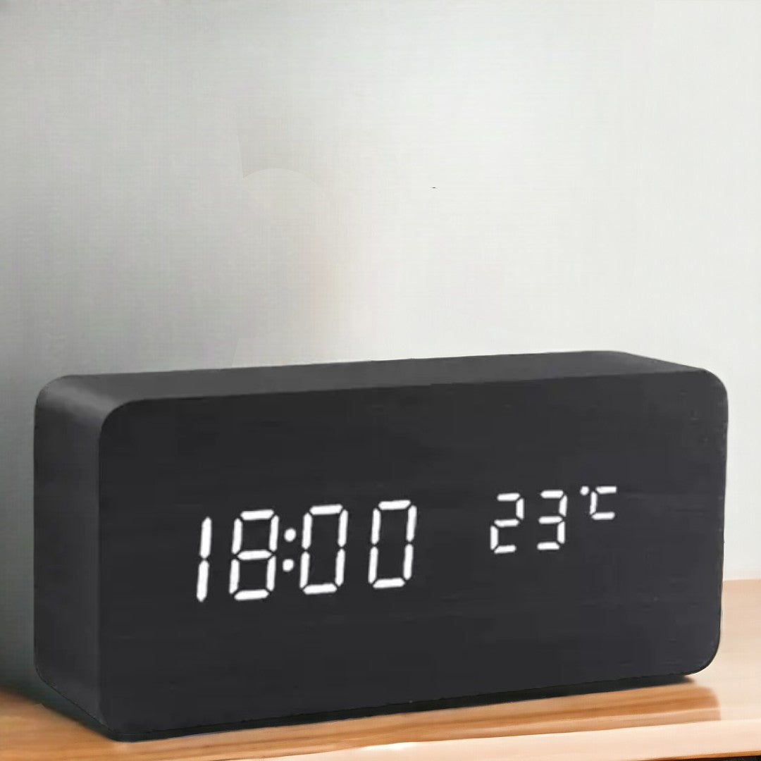 Wooden LED Clock with Voice Control - EcoClock
