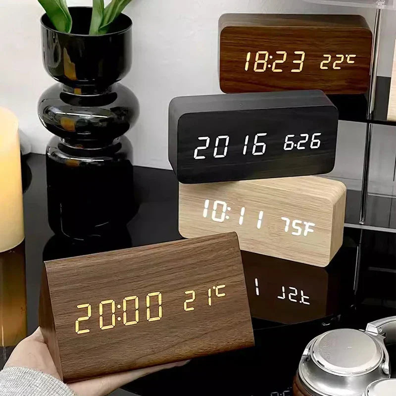Wooden LED Clock with Voice Control - EcoClock
