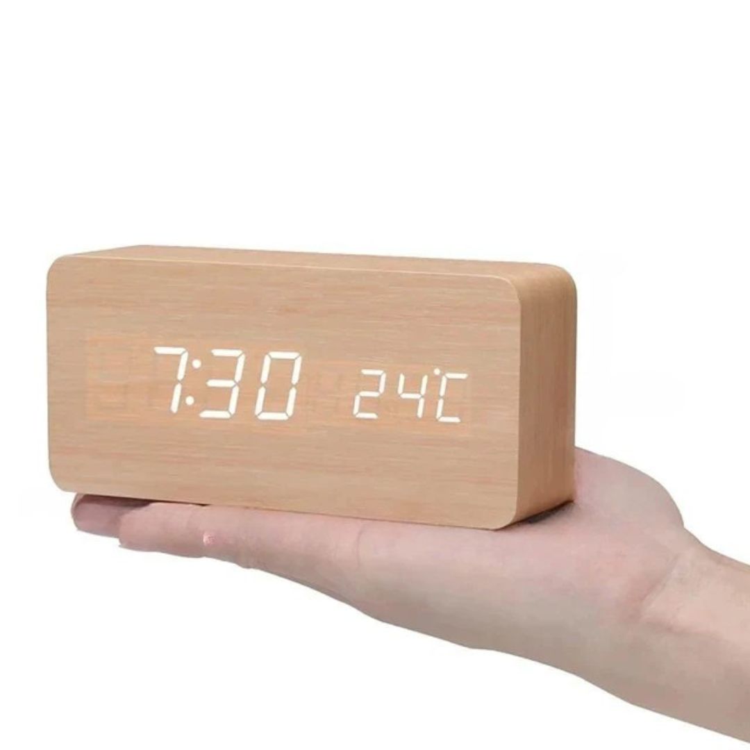 Holz-LED-Uhr mit Sprachsteuerung - EcoClock