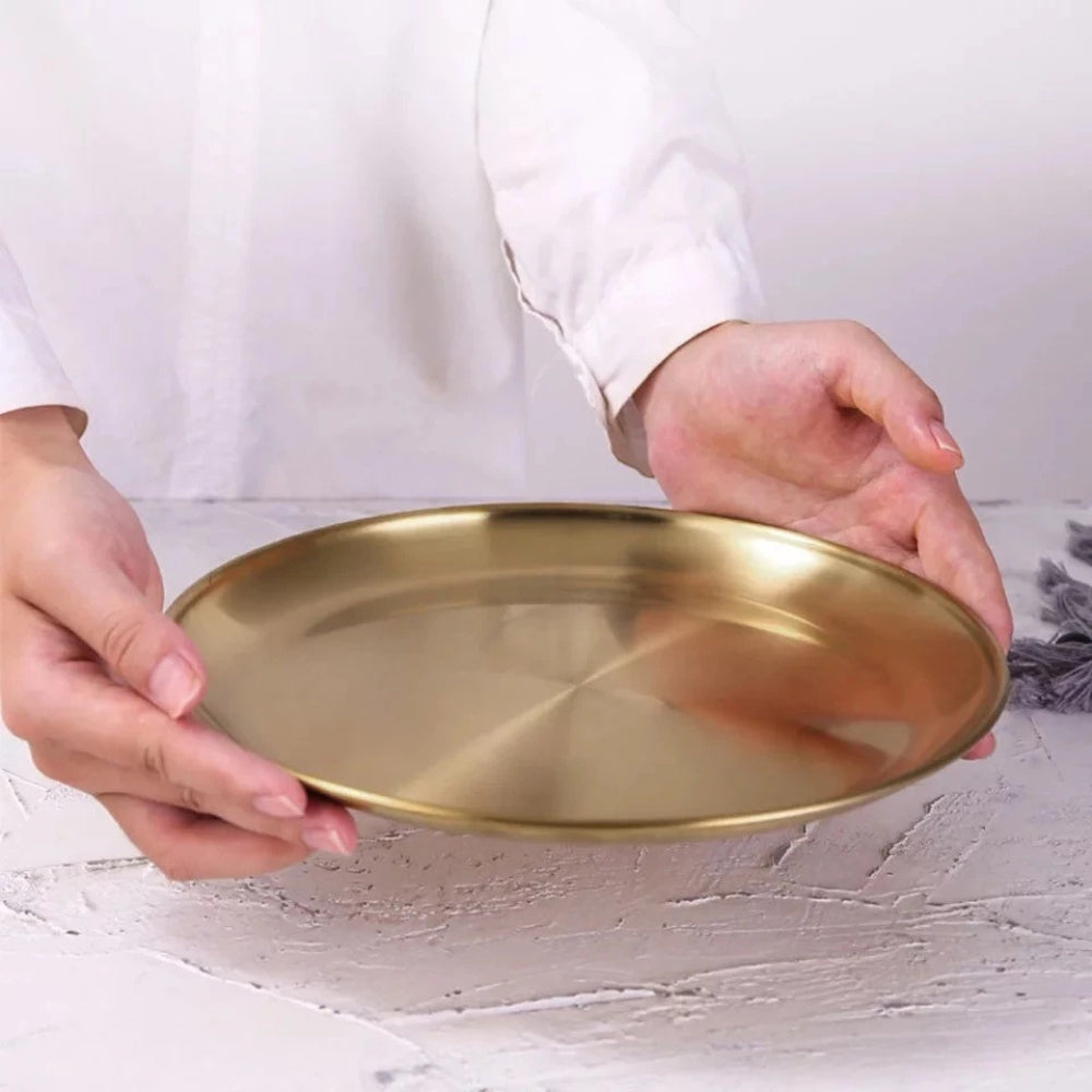 Glänzende goldfarbene Edelstahl-Servierplatten