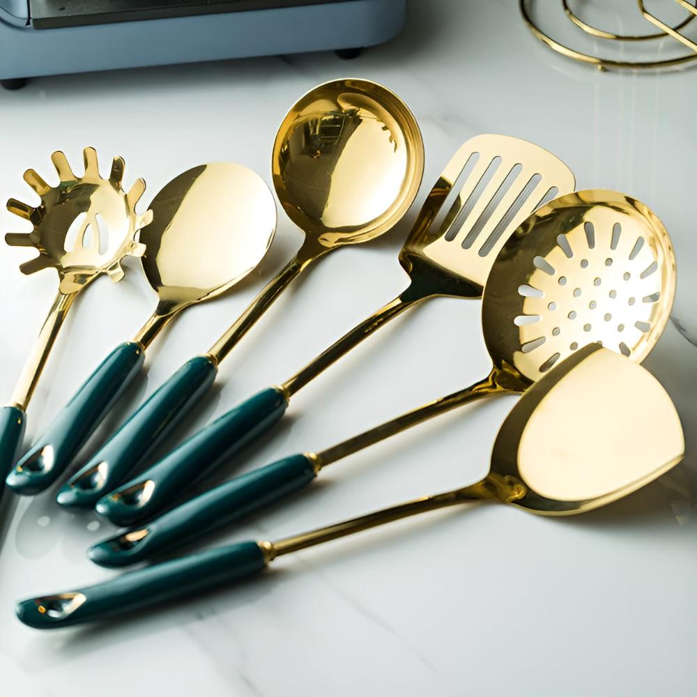 Set de Utensilios de Acero Inoxidable Dorado