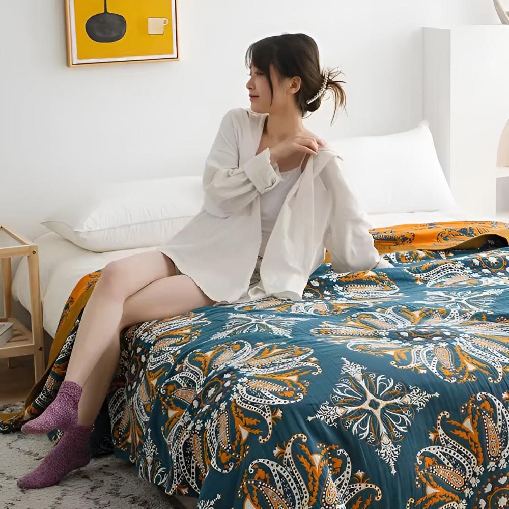 Boho Bloom Wendbare Weiche Steppdecke