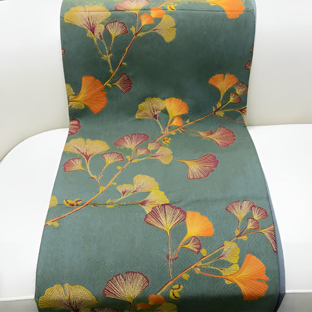 Jacquard Blumen Ginkgo-Blätter Wendbare Tagesdecke