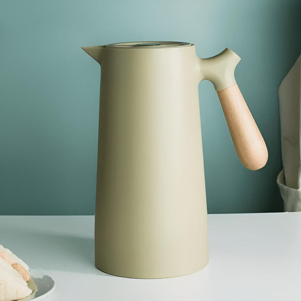 Jarra isotérmica de acero con asa de madera natural | Virelle Maison