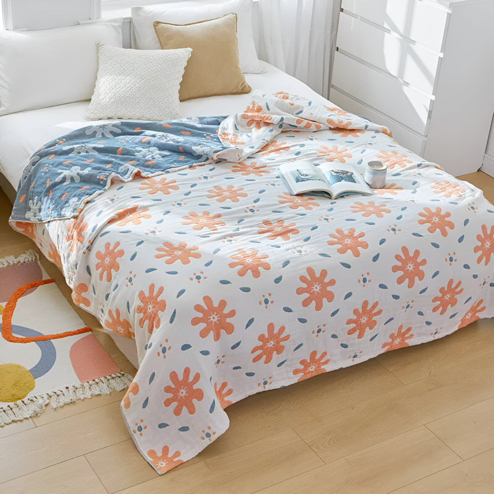 Abstract Sunny Reversible Cotton Blanket