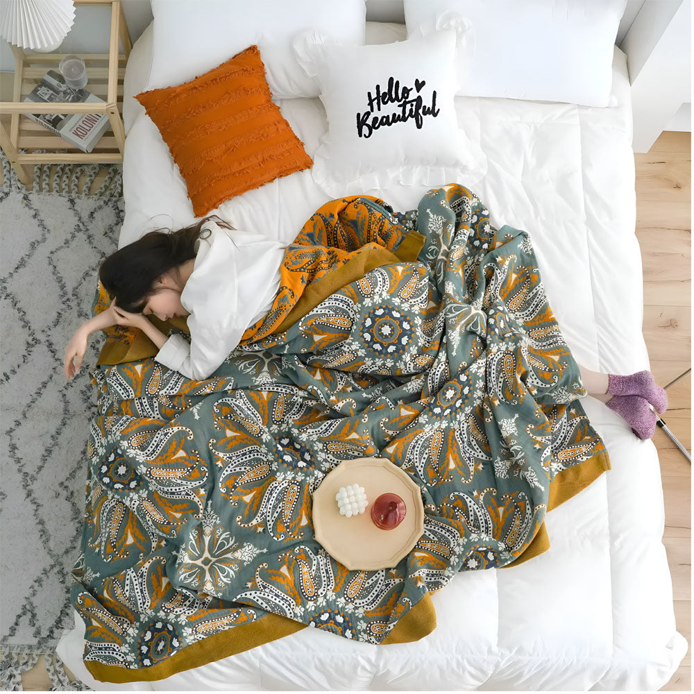 Boho Bloom Wendbare Weiche Steppdecke