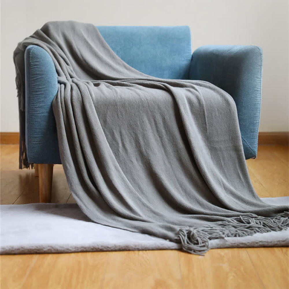 Grober Strick Quasten-Decke