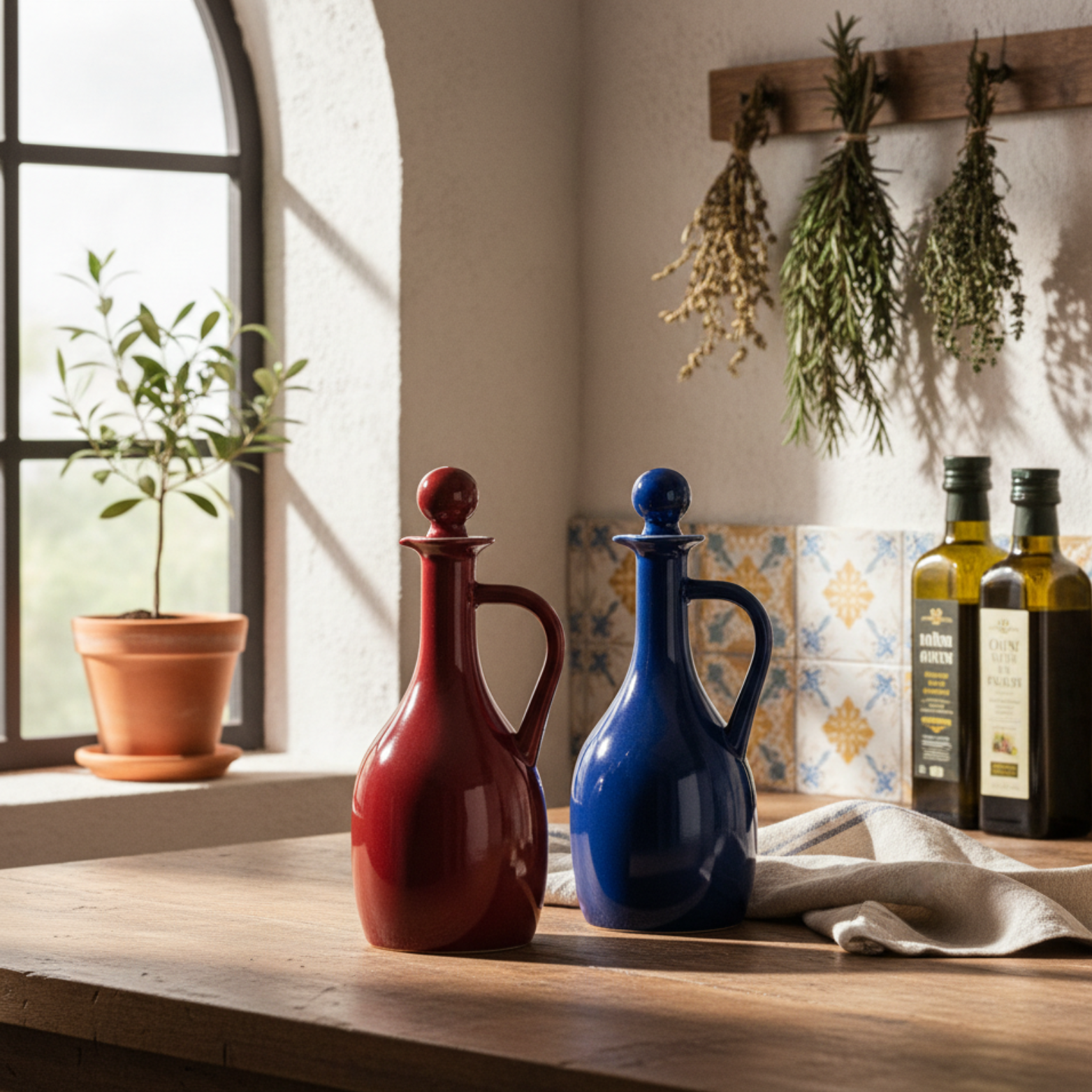 Ceramic Oil Bottle Set for Home Kitchen