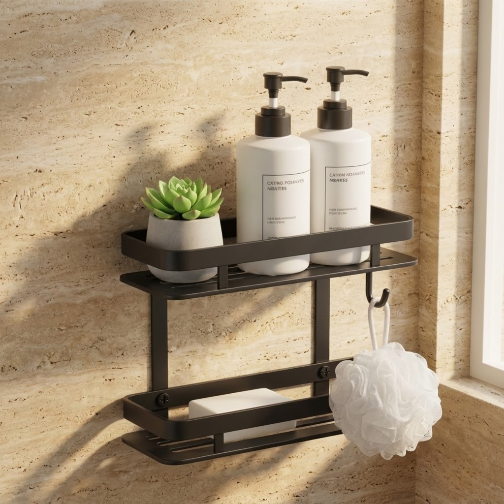Bathroom Shower Shelf No-Drill Wall Mounted Storage Rack