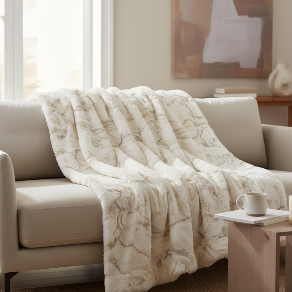 Winter Warm Faux Fur Blanket Luxury Super Soft Plush
