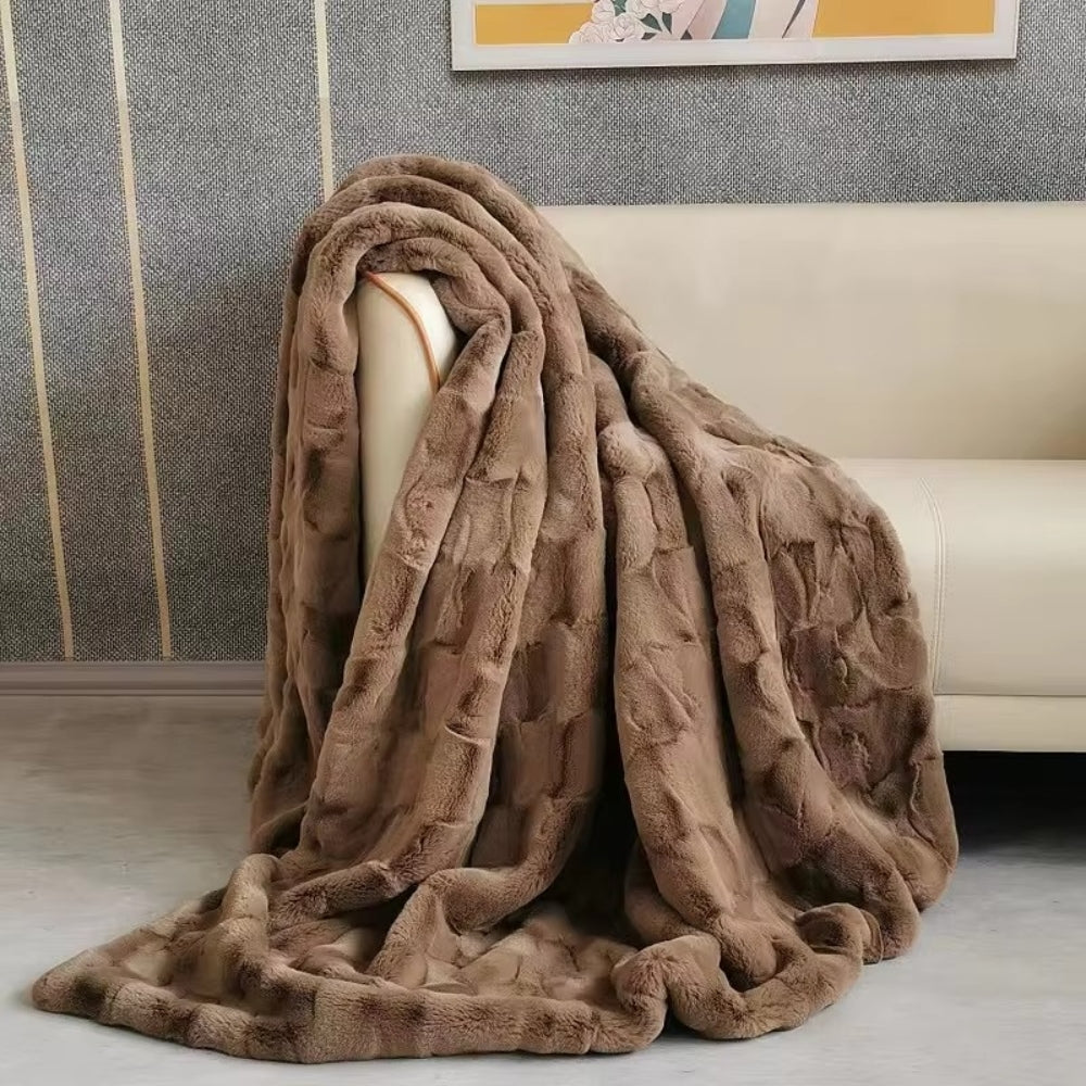 Soft Mocha Faux Fur Blanket