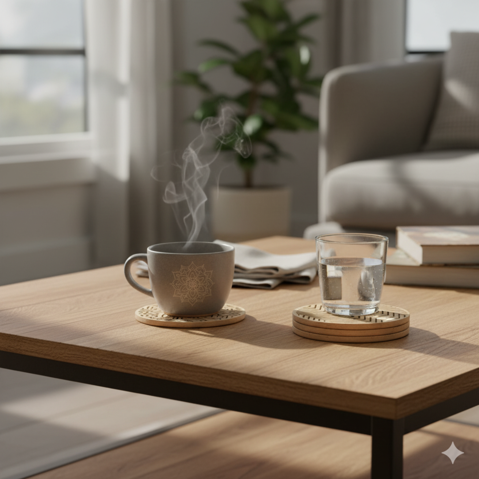 Wooden Drink Coasters Non-Slip Heat Resistant Table Mats