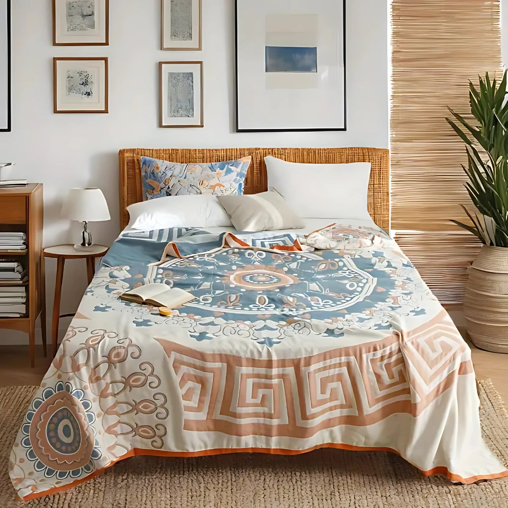 Couverture Mandala Santorin en Coton