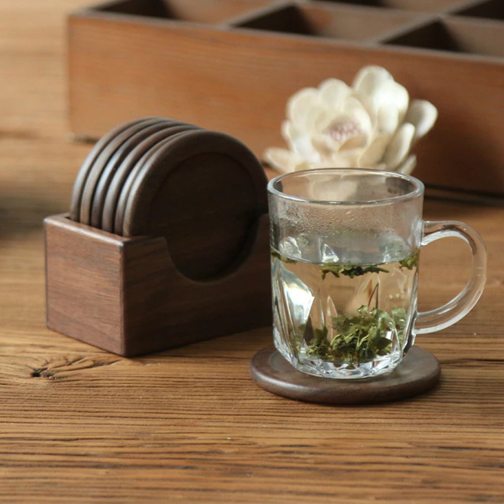 Japanischer Stil Holzuntersetzer | 6-teiliges Set