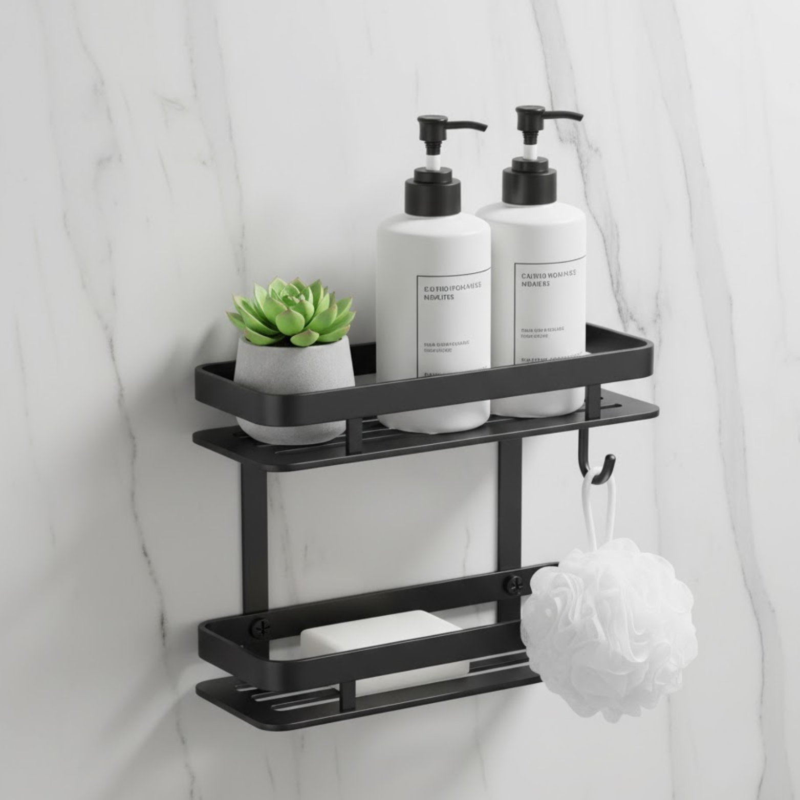 Bathroom Shower Shelf No-Drill Wall Mounted Storage Rack