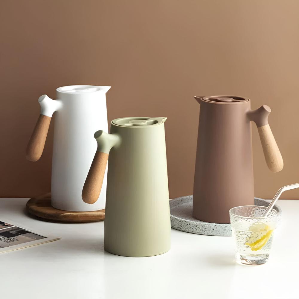 Jarra isotérmica de acero con asa de madera natural | Virelle Maison