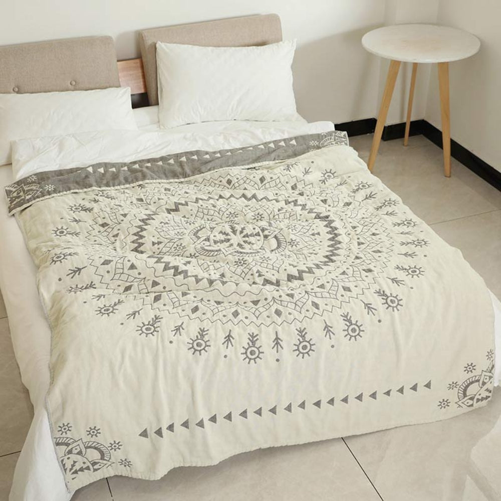 Mandala Kunstmuster Wendbare Baumwoll-Decke