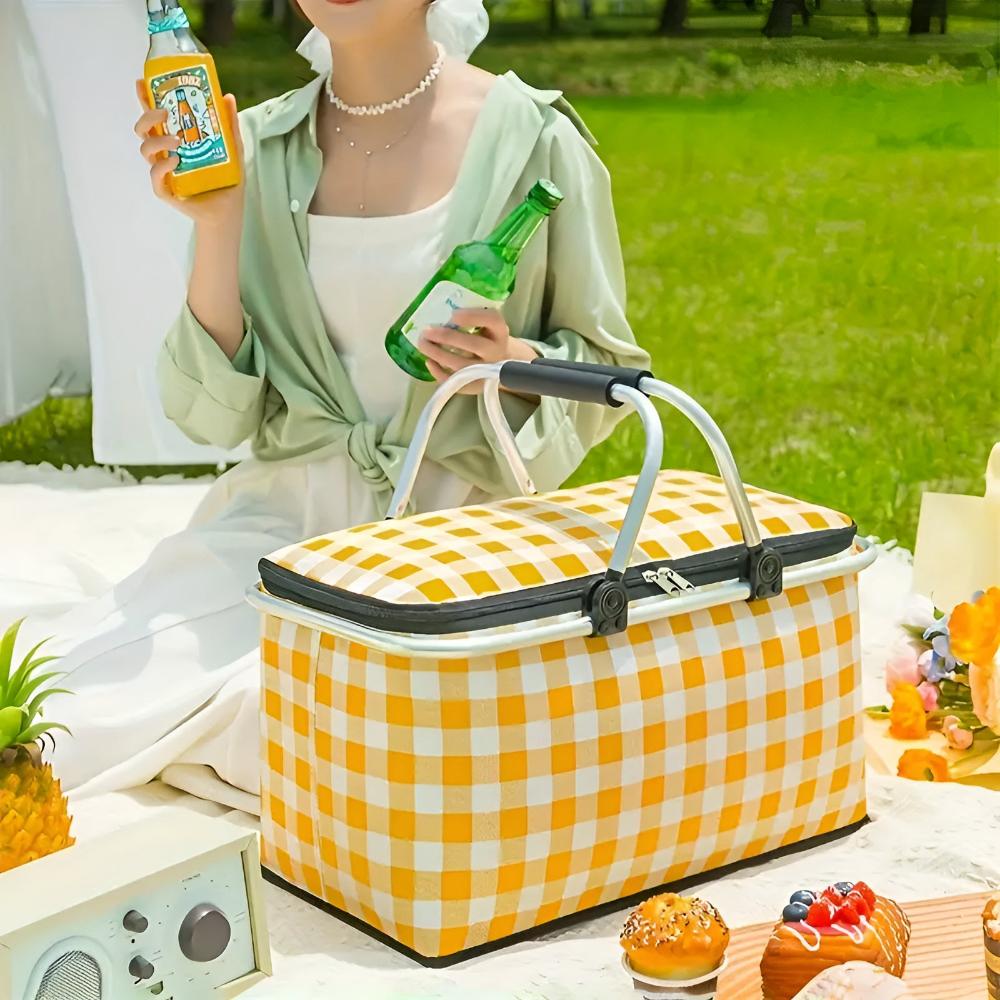 Faltbarer kariert Picknickkorb
