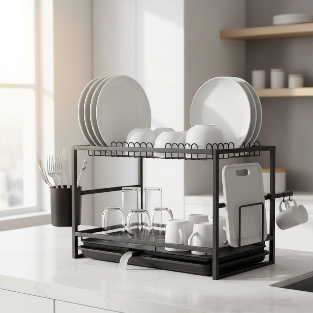 Large Dish Drying Rack with Drainboard for Kitchen