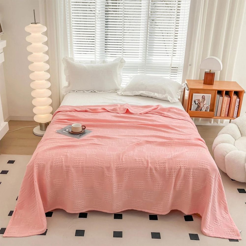 Blush Waffel-Kariert Decke