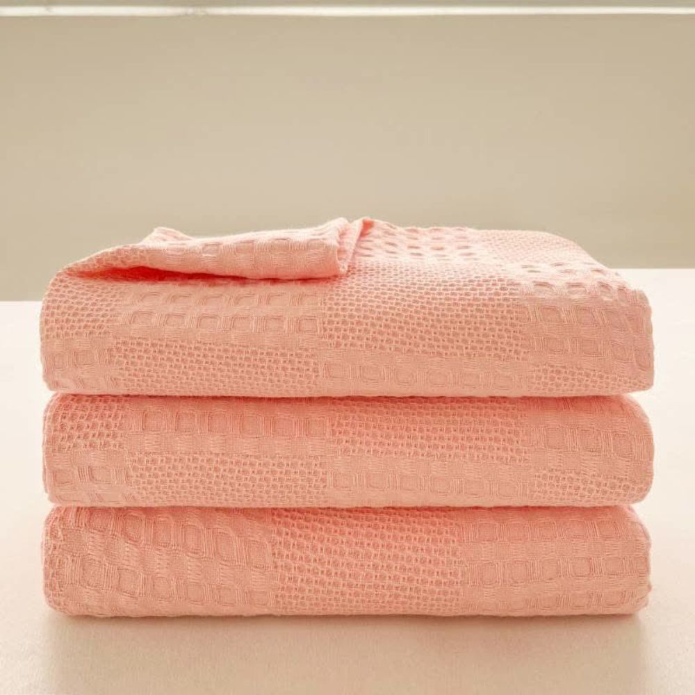 Blush Waffel-Kariert Decke
