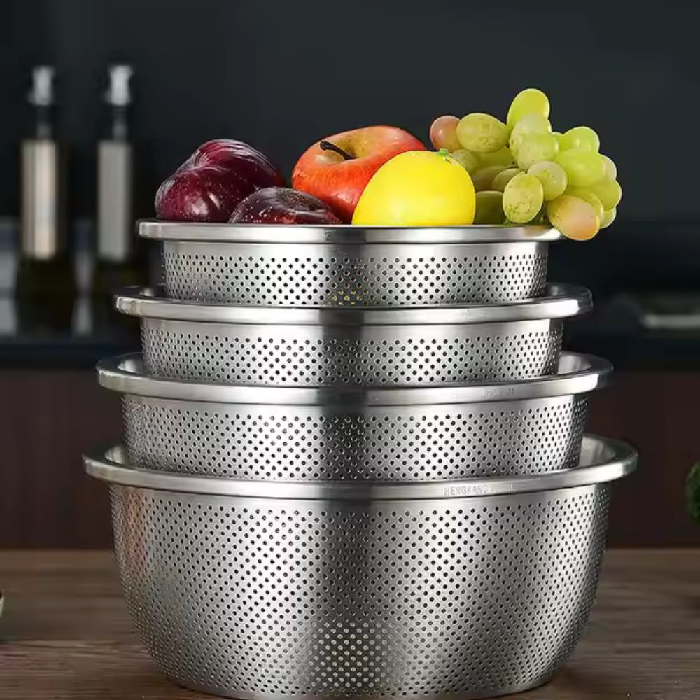 Juego Dúo de Coladores de Acero Inoxidable Rinse Mix
