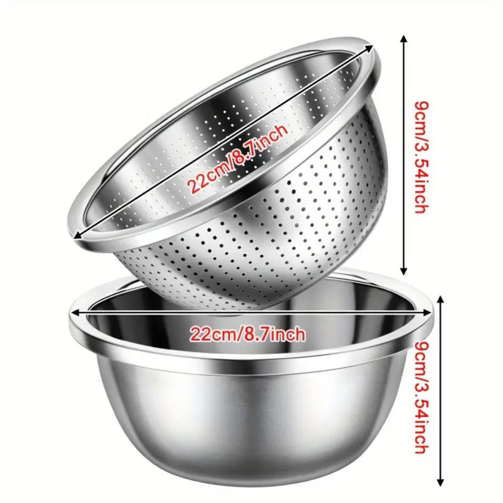 Juego Dúo de Coladores de Acero Inoxidable Rinse Mix