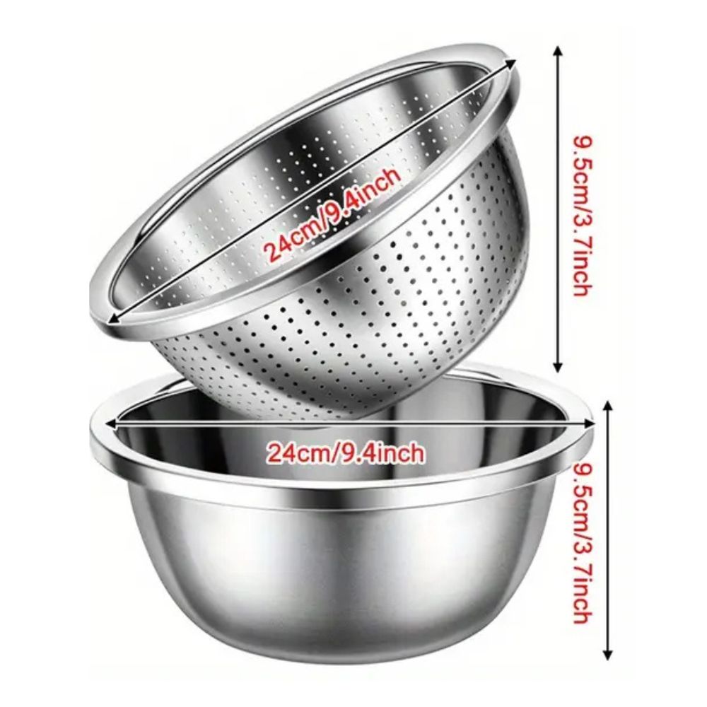 Juego Dúo de Coladores de Acero Inoxidable Rinse Mix