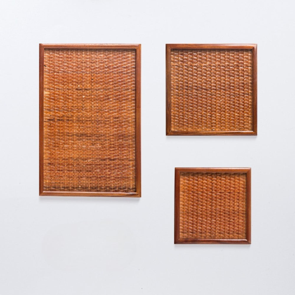 Handgefertigtes Rattan-Holz-Teetablett