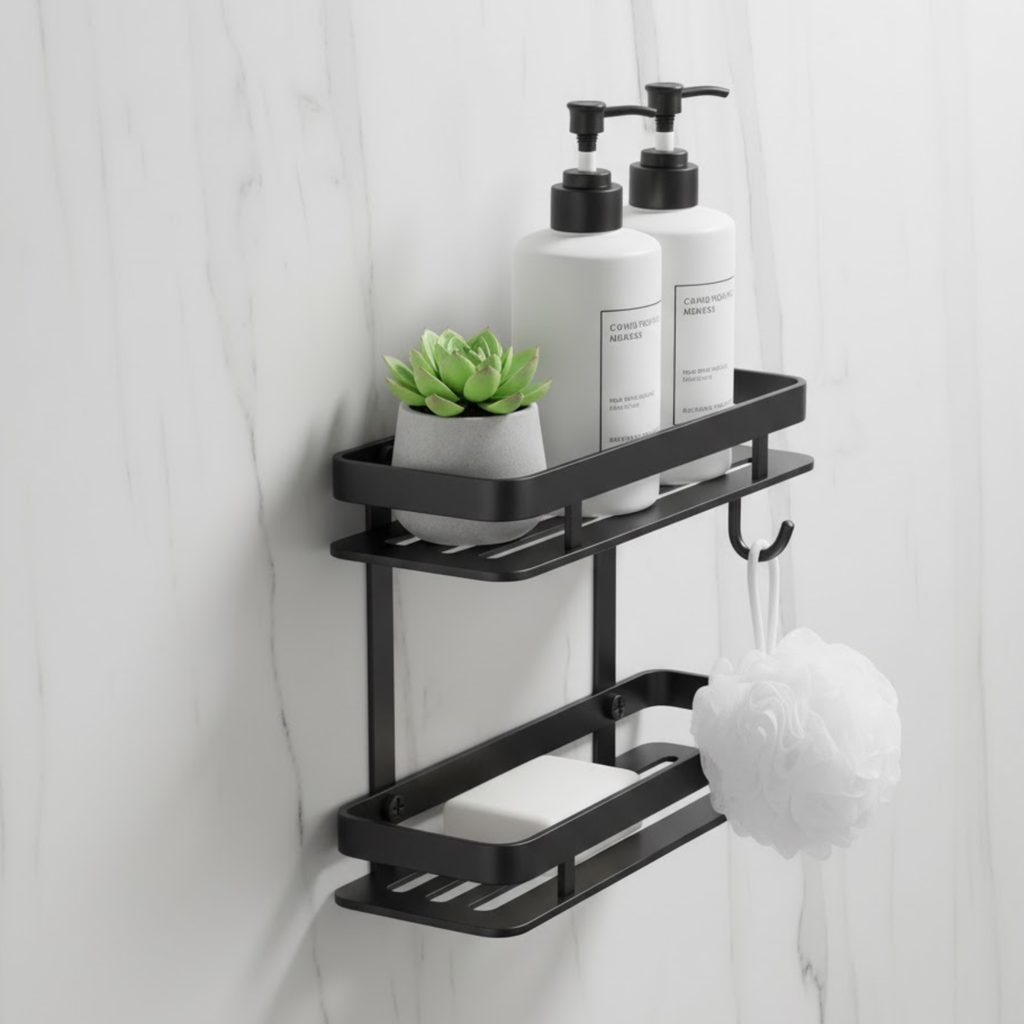 Bathroom Shower Shelf No-Drill Wall Mounted Storage Rack