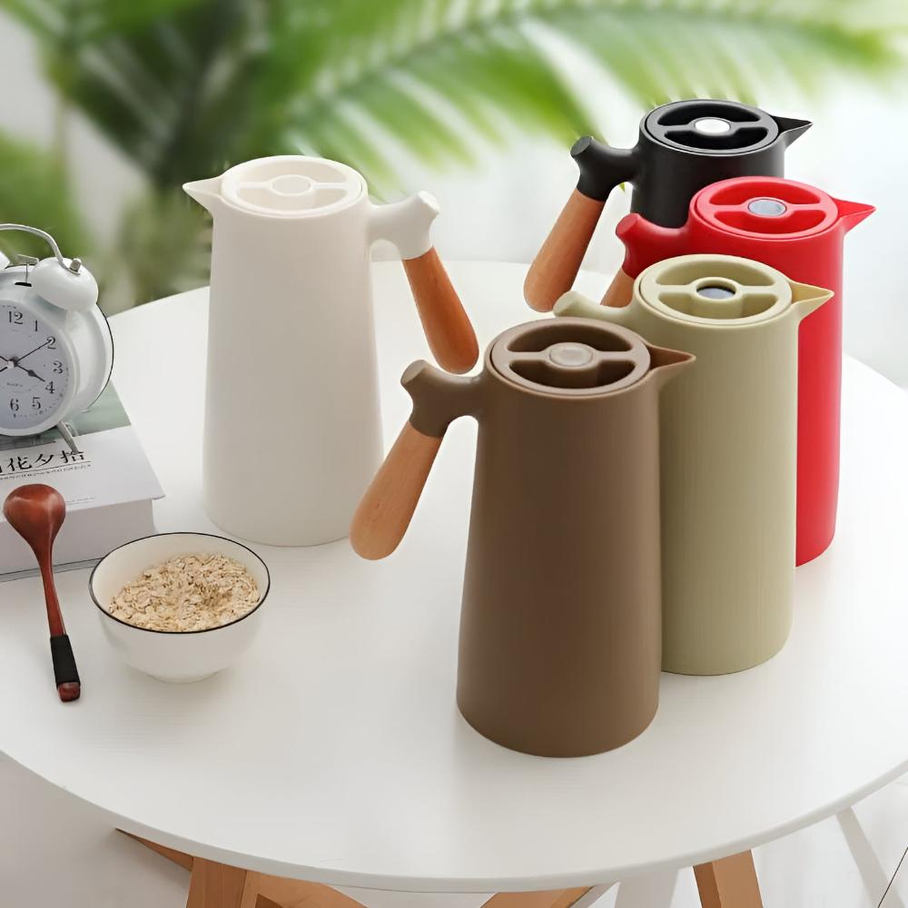 Jarra isotérmica de acero con asa de madera natural | Virelle Maison