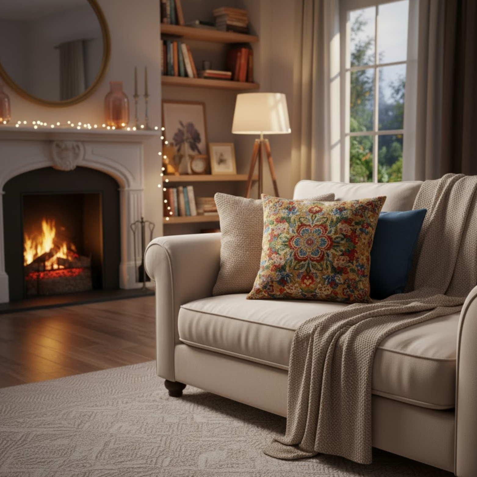 Flower Embroidered Throw Pillow Cover Decorative Cushion Case