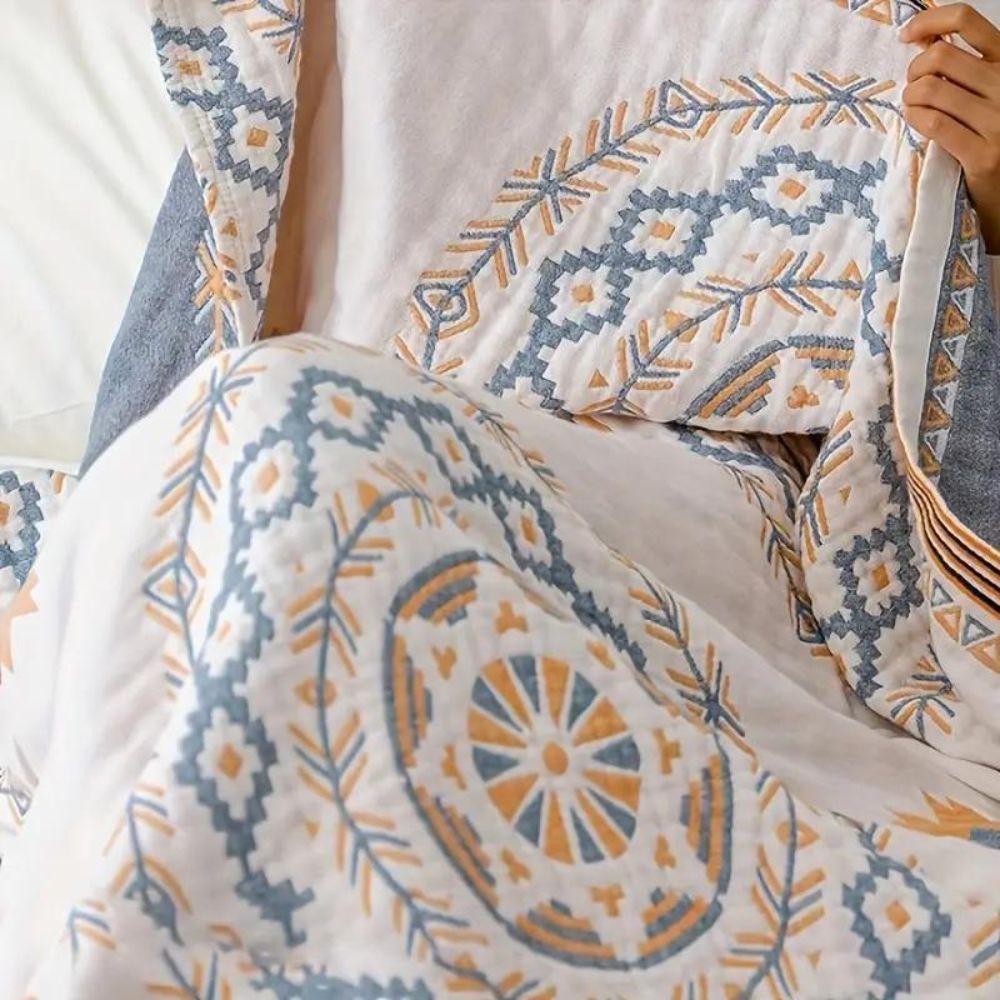 Ruhiges Mandala | Baumwoll-Wohndecke