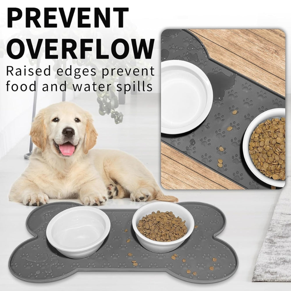 Alfombrilla para alimentación de mascotas de silicona en forma de hueso