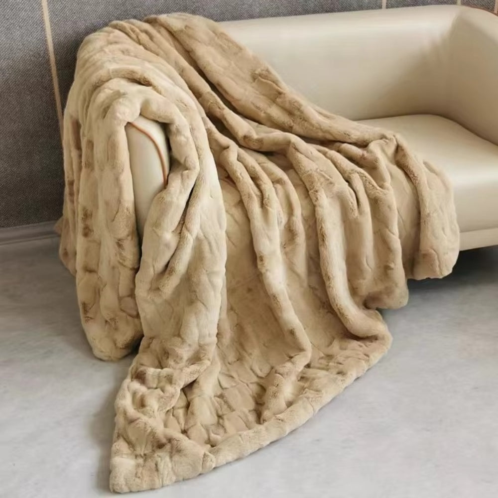 Soft Mocha Faux Fur Blanket