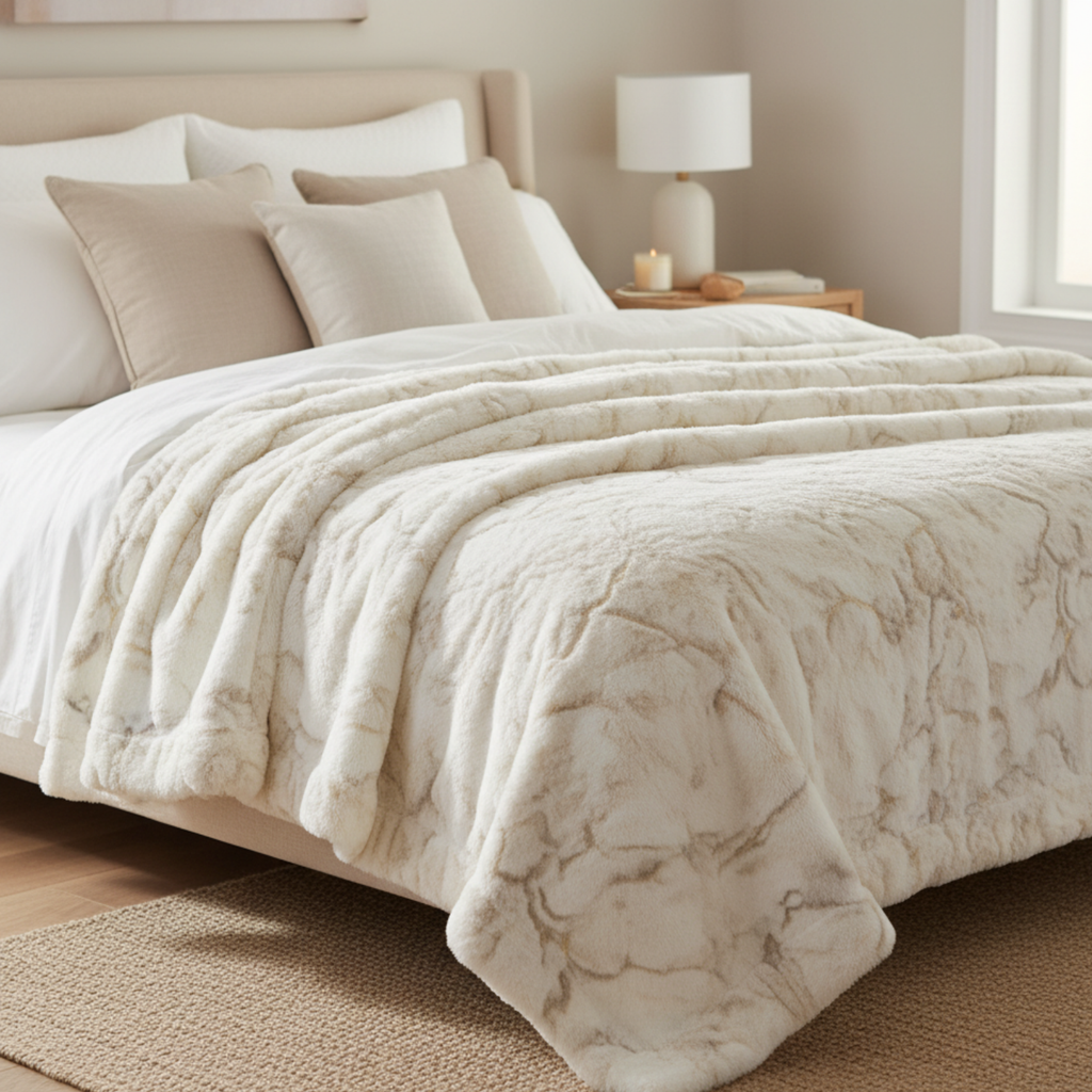 Winter Warm Faux Fur Blanket Luxury Super Soft Plush