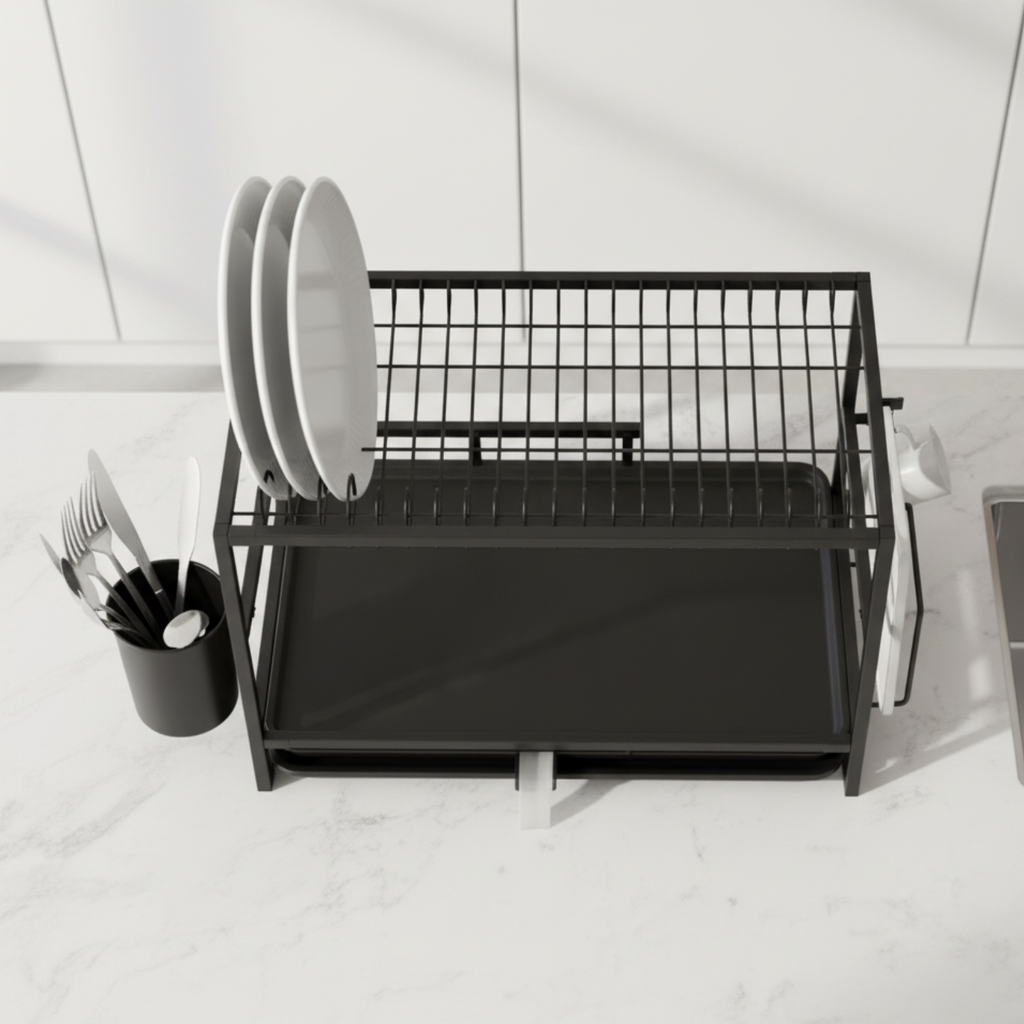 Large Dish Drying Rack with Drainboard for Kitchen