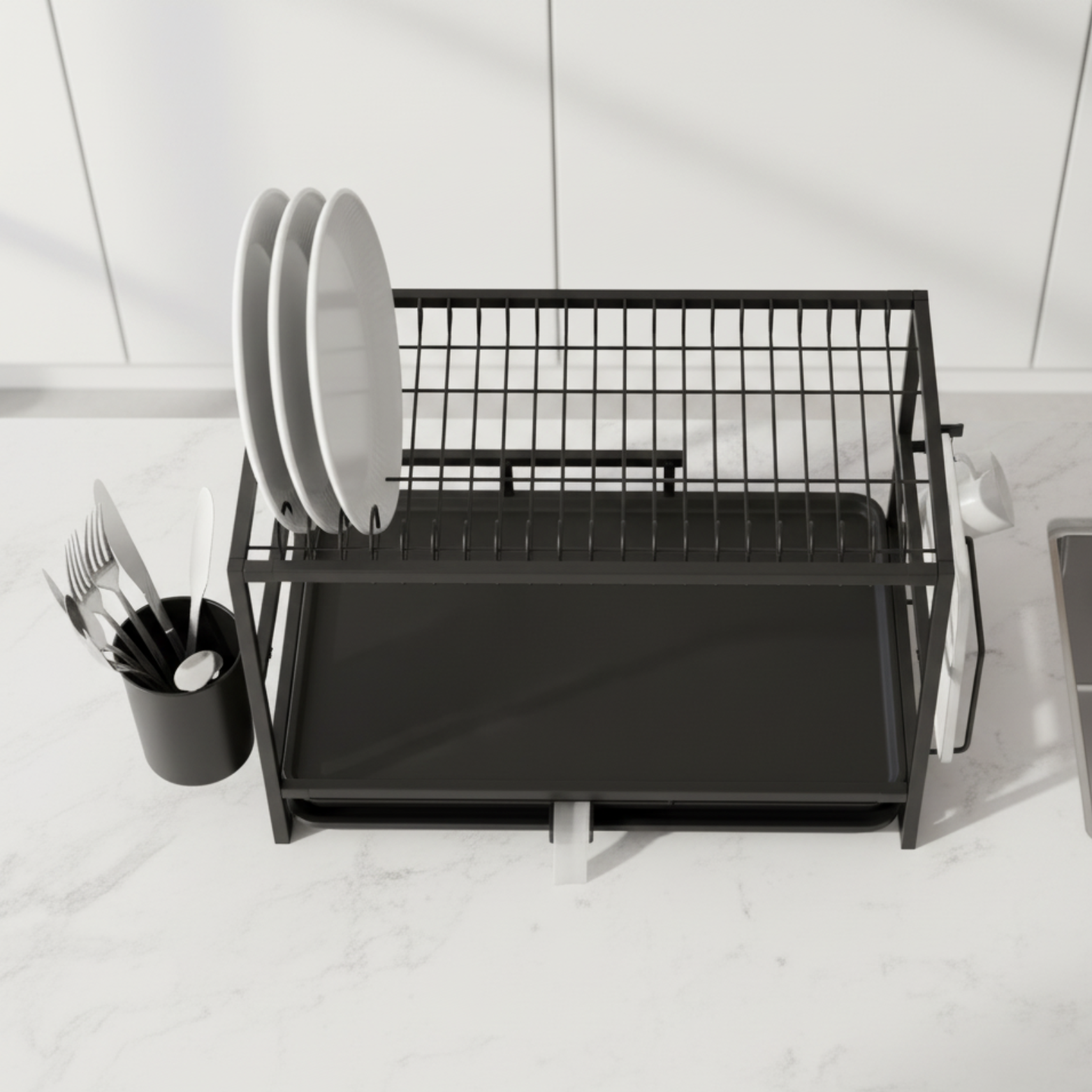 Large Dish Drying Rack with Drainboard for Kitchen