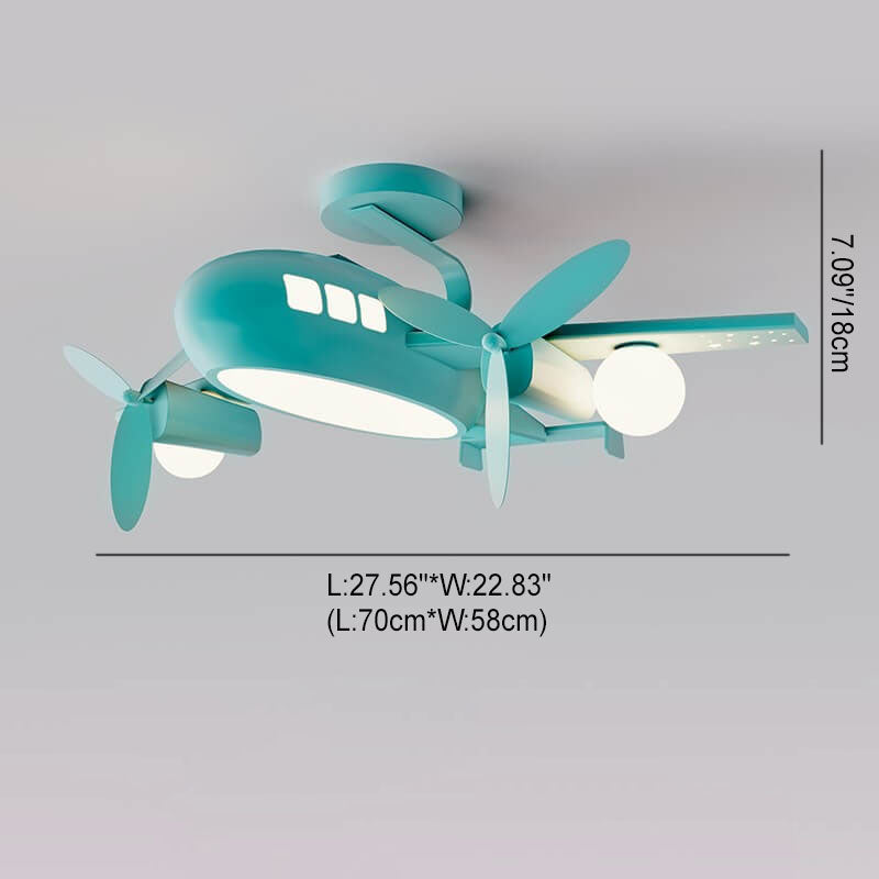 Suspension LED avion en fer forgé cartoon créative nordique pour enfants
