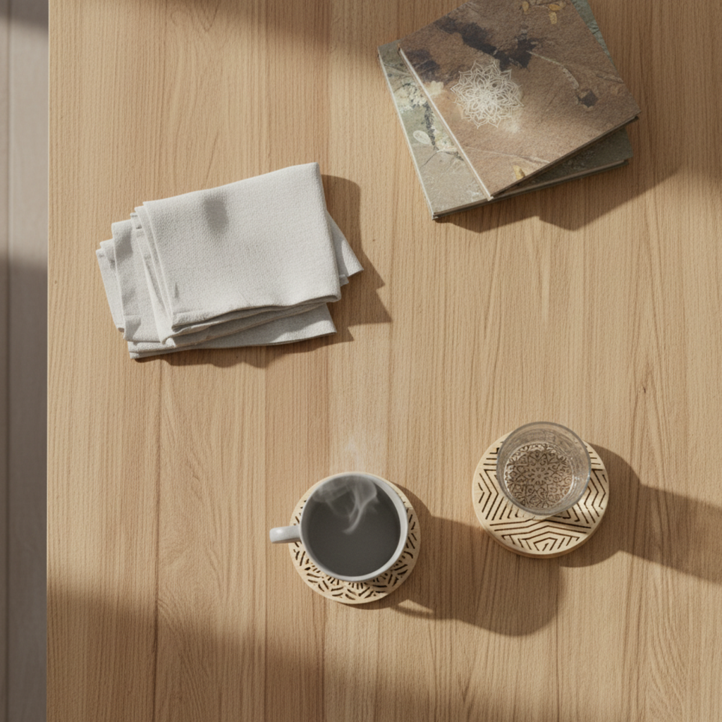 Wooden Drink Coasters Non-Slip Heat Resistant Table Mats