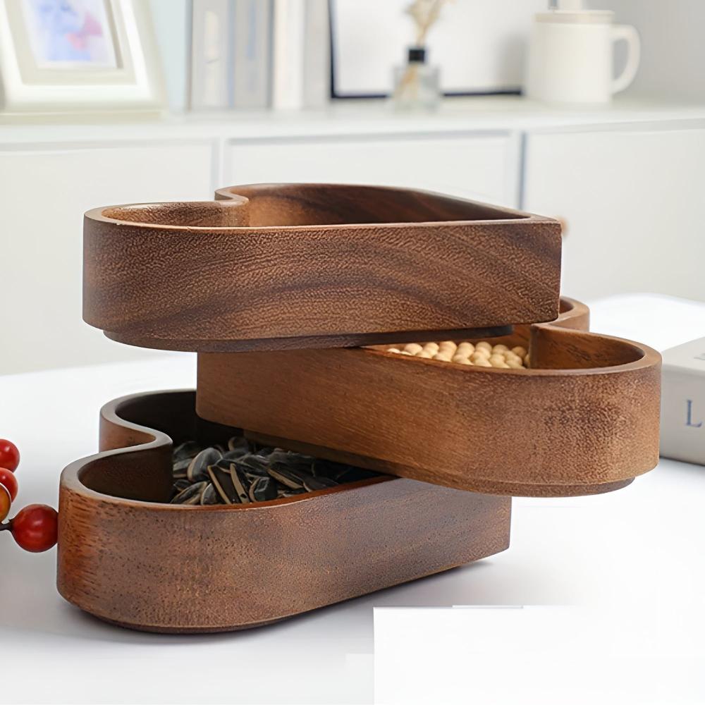Herzförmiges Holz-Snacktablett | 4 Stück
