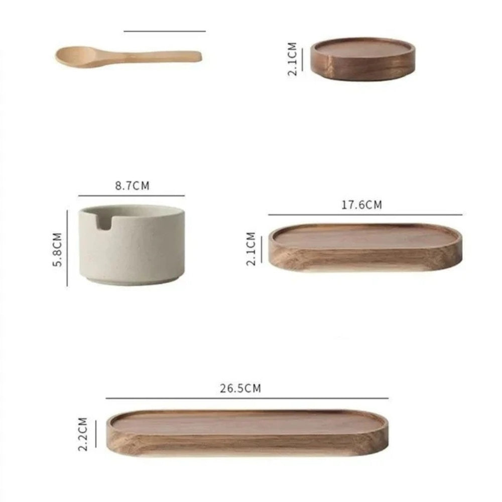 Rustikales Keramik-Gewürzglas-Set