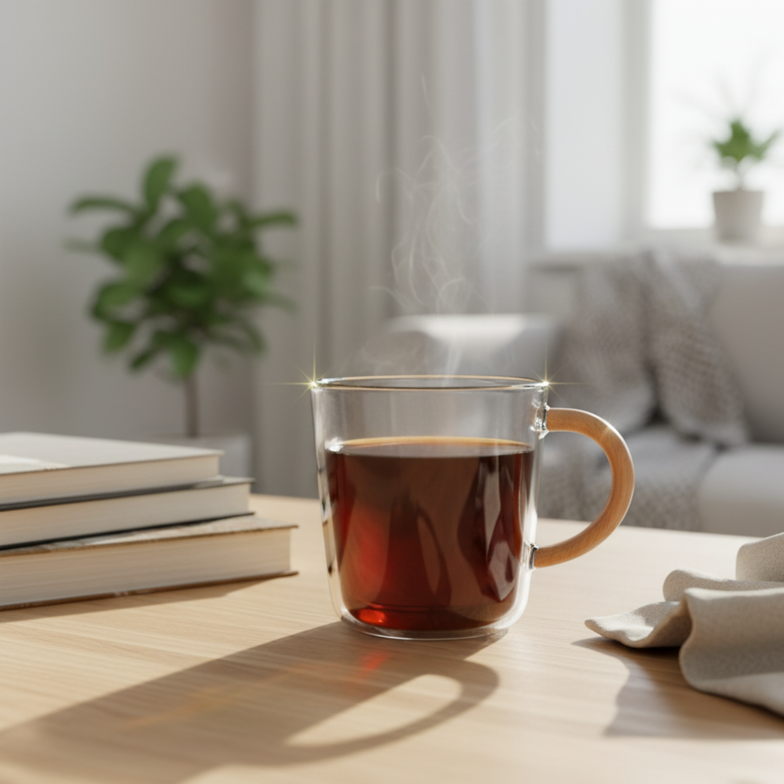 Glass Coffee Mug with Wooden Handle for Home Décor
