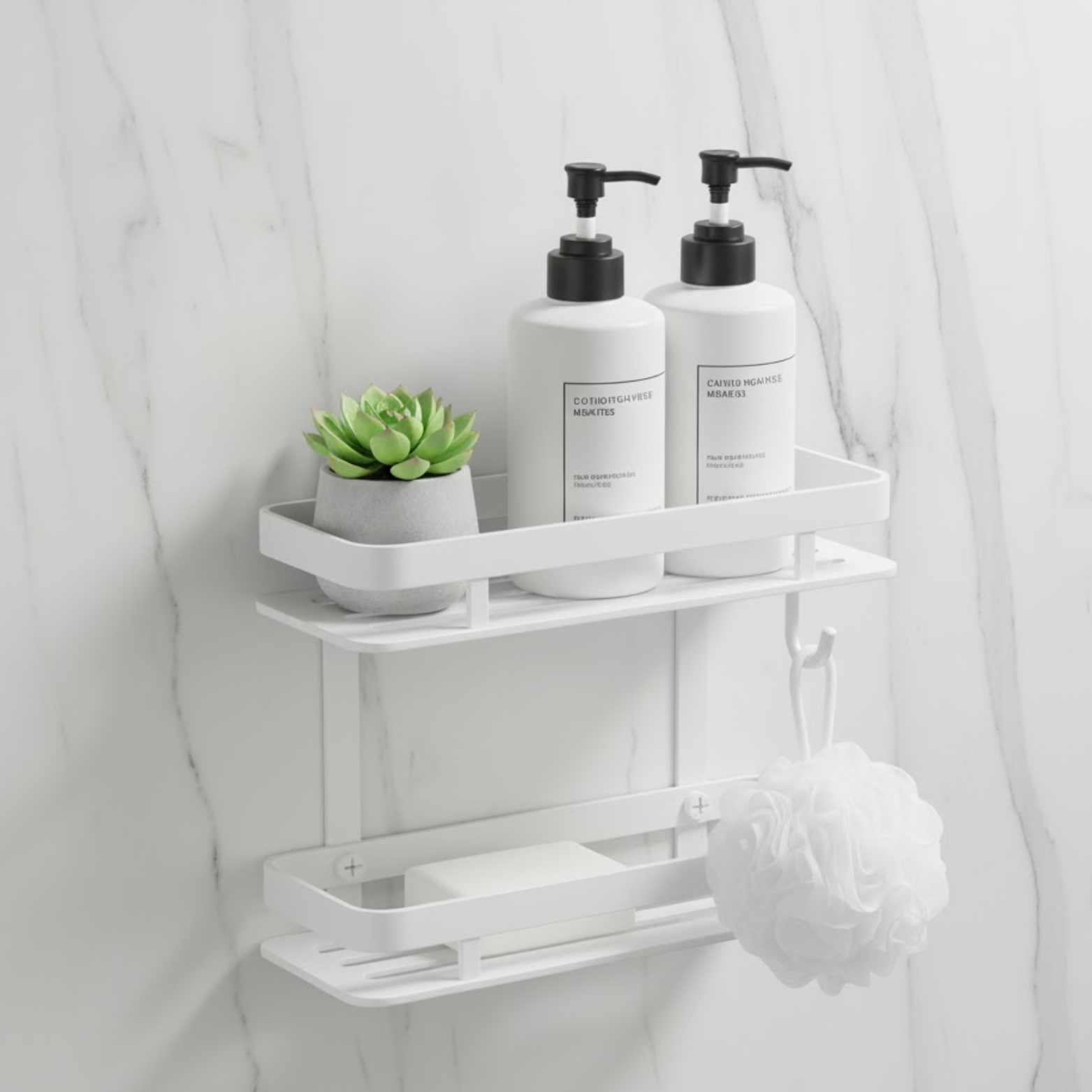 Bathroom Shower Shelf No-Drill Wall Mounted Storage Rack