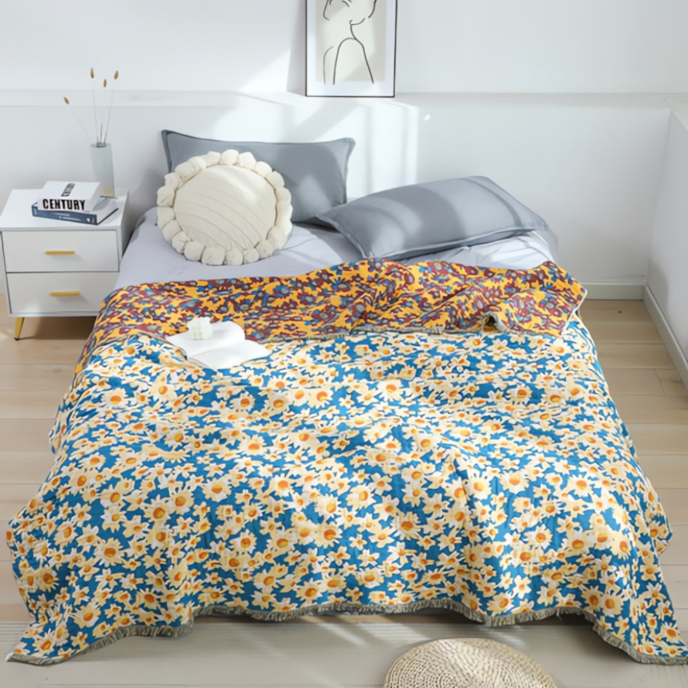 Daisy Dreamer Reversible Tassel Cotton Blanket