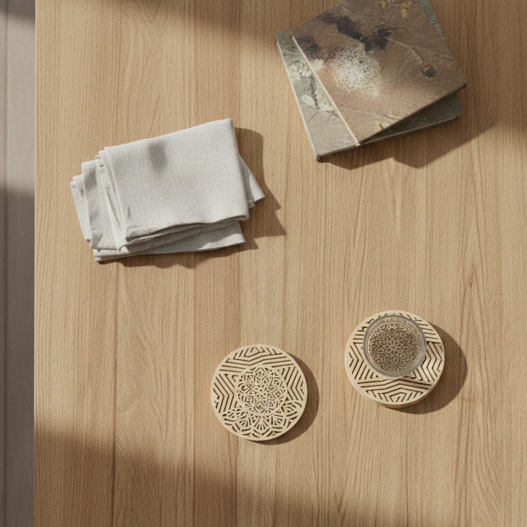 Wooden Drink Coasters Non-Slip Heat Resistant Table Mats