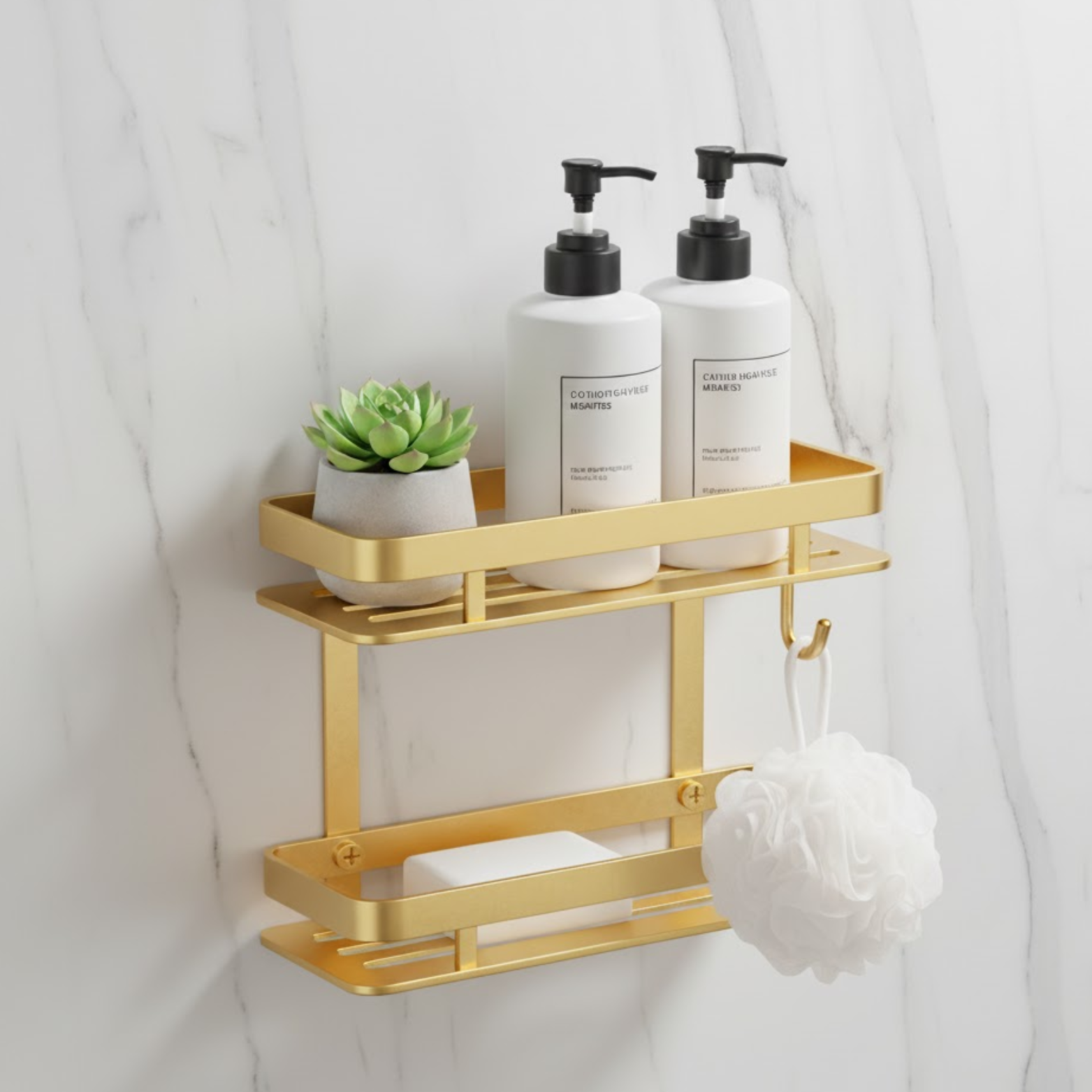 Bathroom Shower Shelf No-Drill Wall Mounted Storage Rack