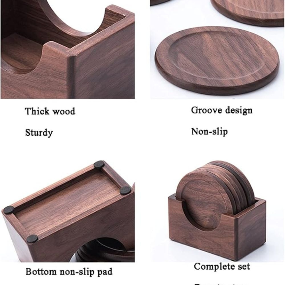 Juego de 6 Posavasos de Madera Estilo Japonés