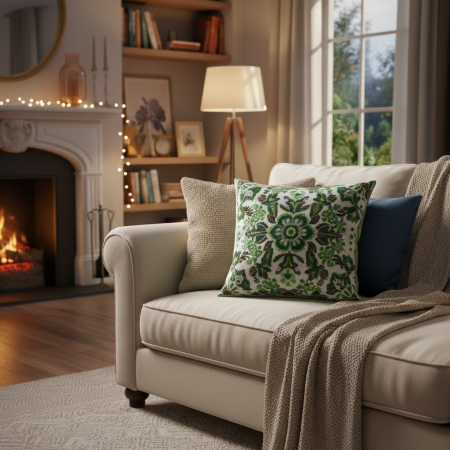 Flower Embroidered Throw Pillow Cover Decorative Cushion Case