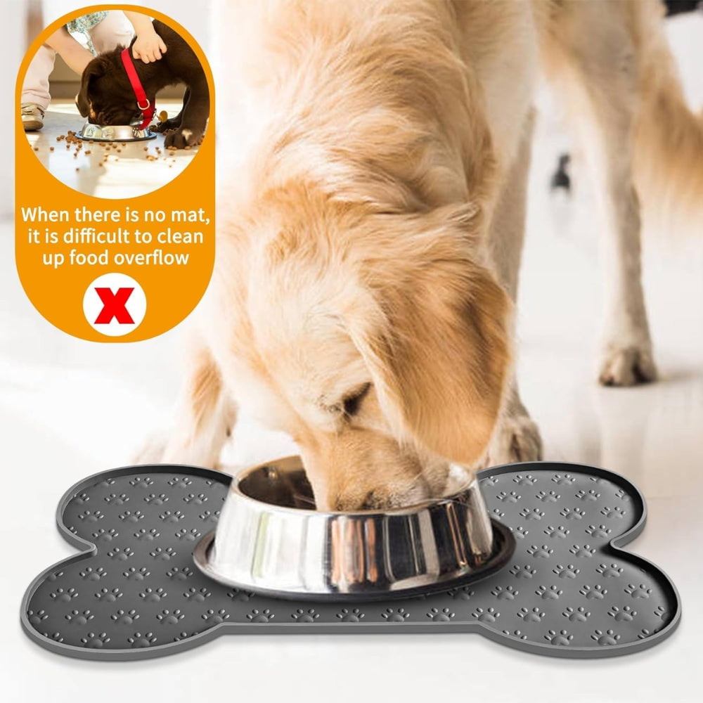 Alfombrilla para alimentación de mascotas de silicona en forma de hueso